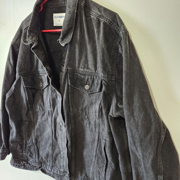 Old Navy Black Denim Jean Jacket Women’s 3X Button Up 100% Cotton Classic Fit - Picture 2 of 10